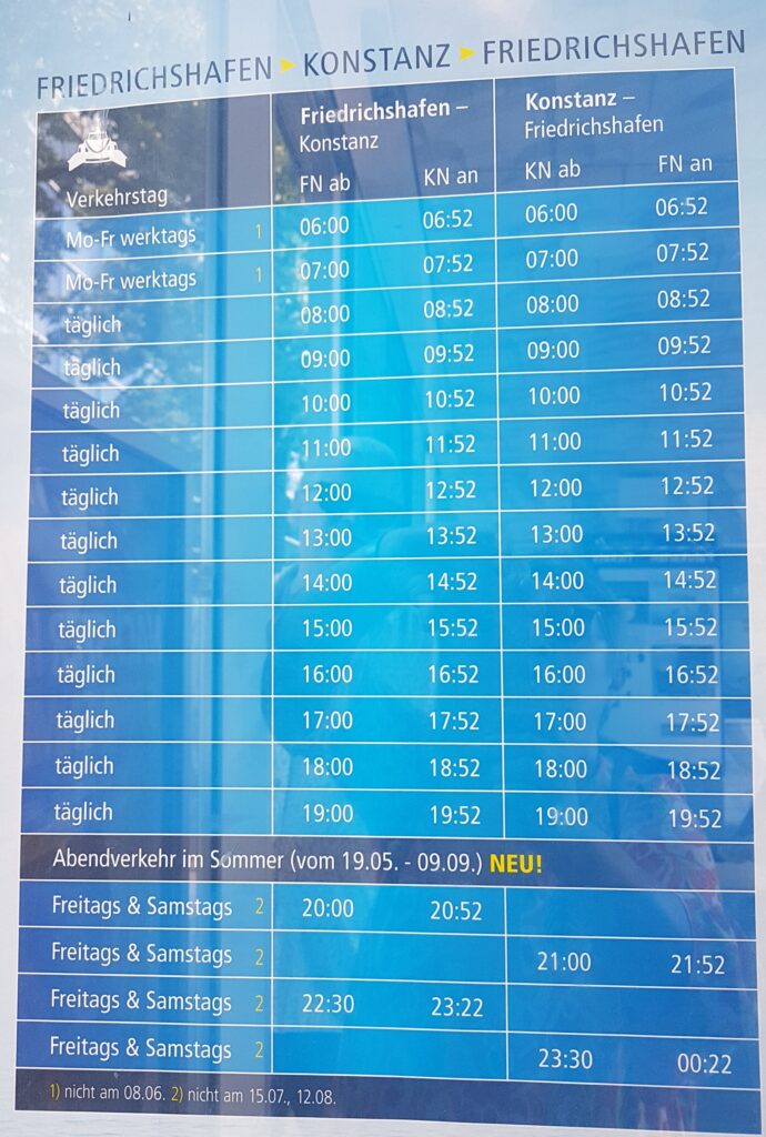 Bodensee Fahrplan (Ab/An Friedrichshafen)